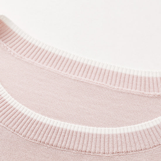 COMOBOCA Women's Panda Motif Contrast Trim Knit T-Shirt