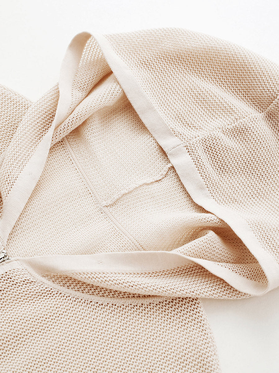 COMOBOCA Women's Sheer Mesh Hooded Zip Up Cardigan