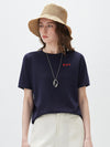 Women's crew neck short-sleeve knitted T-shirt with embroidery