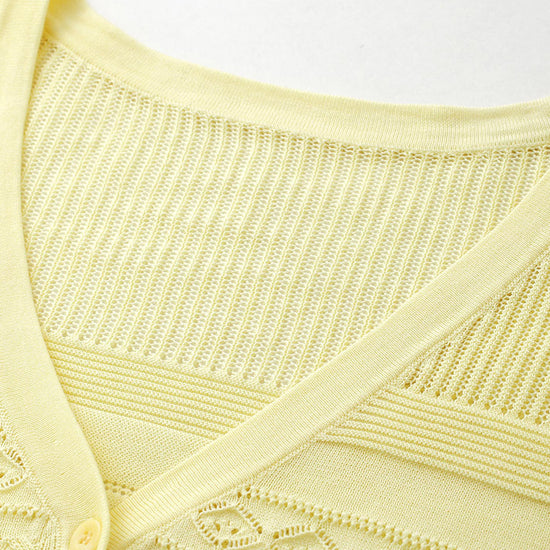 COMOBOCA Women's Pointelle Knit V-Neck Cardigan