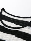 COMOBOCA Women's Crochet Knit Stripe Tank Top