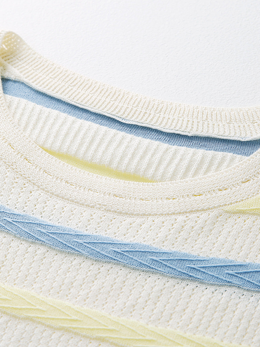 COMOBOCA Women's Striped Knit Cap Sleeve T-Shirt