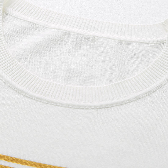 COMOBOCA Women's Contrast Stripe Knit T-Shirt