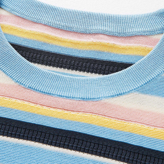 COMOBOCA Women's Multi-Color Stripe Knit T-Shirt