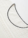 Women’s Silk-Cotton Round Neck Knit T-Shirt with Contrast-Trim Edging