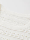 Women’s Round-Neck Linen Blend Hollow-Out Short Sleeve Knit T-Shirt