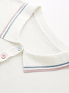 COMOBOCA Women's Knit Polo Top with Rainbow Stripes