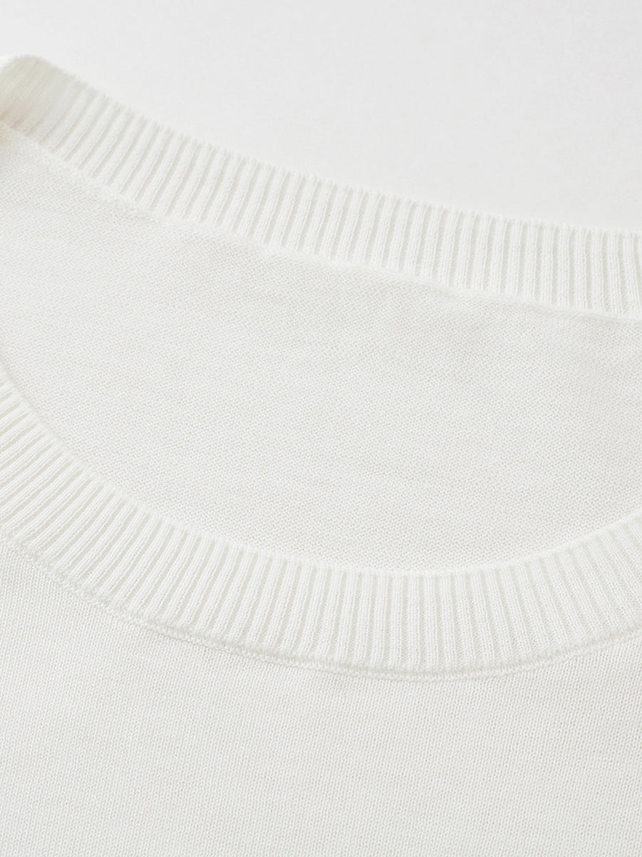 COMOBOCA Women's Floral Embroidery Knit T-Shirt