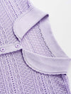 Women's Silk-Cotton Blend Peter Pan Collar Pointelle Knit Short Sleeve Top