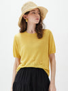COMOBOCA Yellow Women's Sheer Openwork Knit T-Shirt