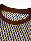 100% Silk Women's  Vintage Print Crew Neck Short Sleeve T-Shirt