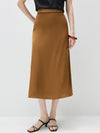 Women's solid color A-line skirt, mulberry silk blend woven