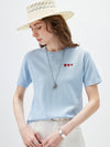 Women's crew neck short-sleeve knitted T-shirt with embroidery