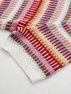 Women’s Crew Neck Silk-Cotton Jacquard Striped Short-Sleeve Knit T-shirt
