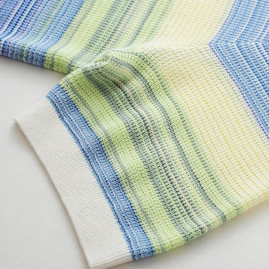 COMOBOCA Women's Gradient Stripe Openwork Knit T-Shirt