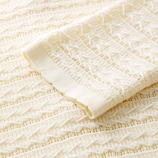 COMOBOCA Women's Scalloped Pointelle Knit Cardigan