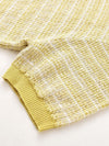 Women's  Round Neck Jacquard Linen Knit Short Sleeve Top