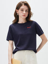 Women's crew neck short-sleeve knitted T-shirt with embroidery