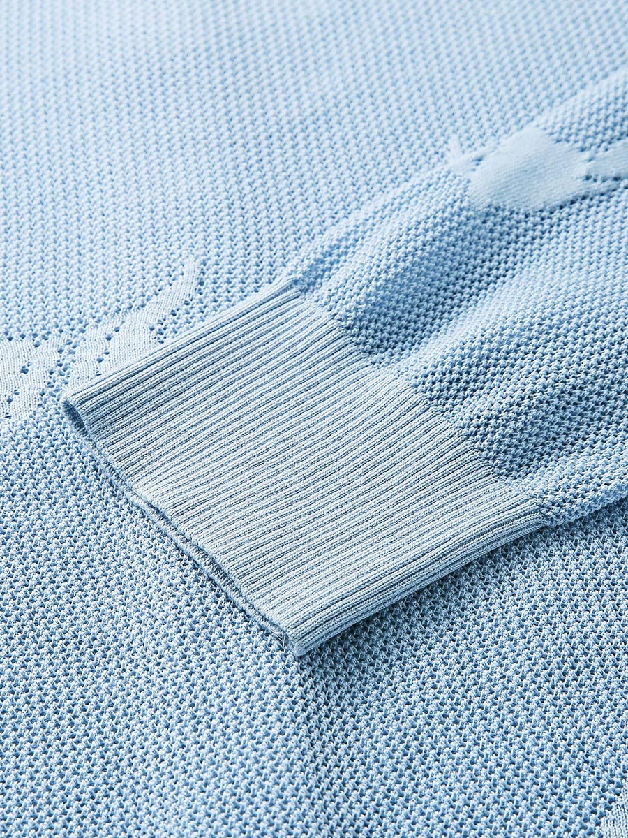 COMOBOCA Women's Pet Pointelle Knit Round Neck Cardigan