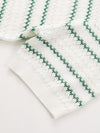 Women's Silk-Cotton Jacquard Stripe Knit Crew Neck Short Sleeve T-Shirt