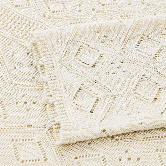 COMOBOCA Women's Diamond Pointelle Knit Sweater