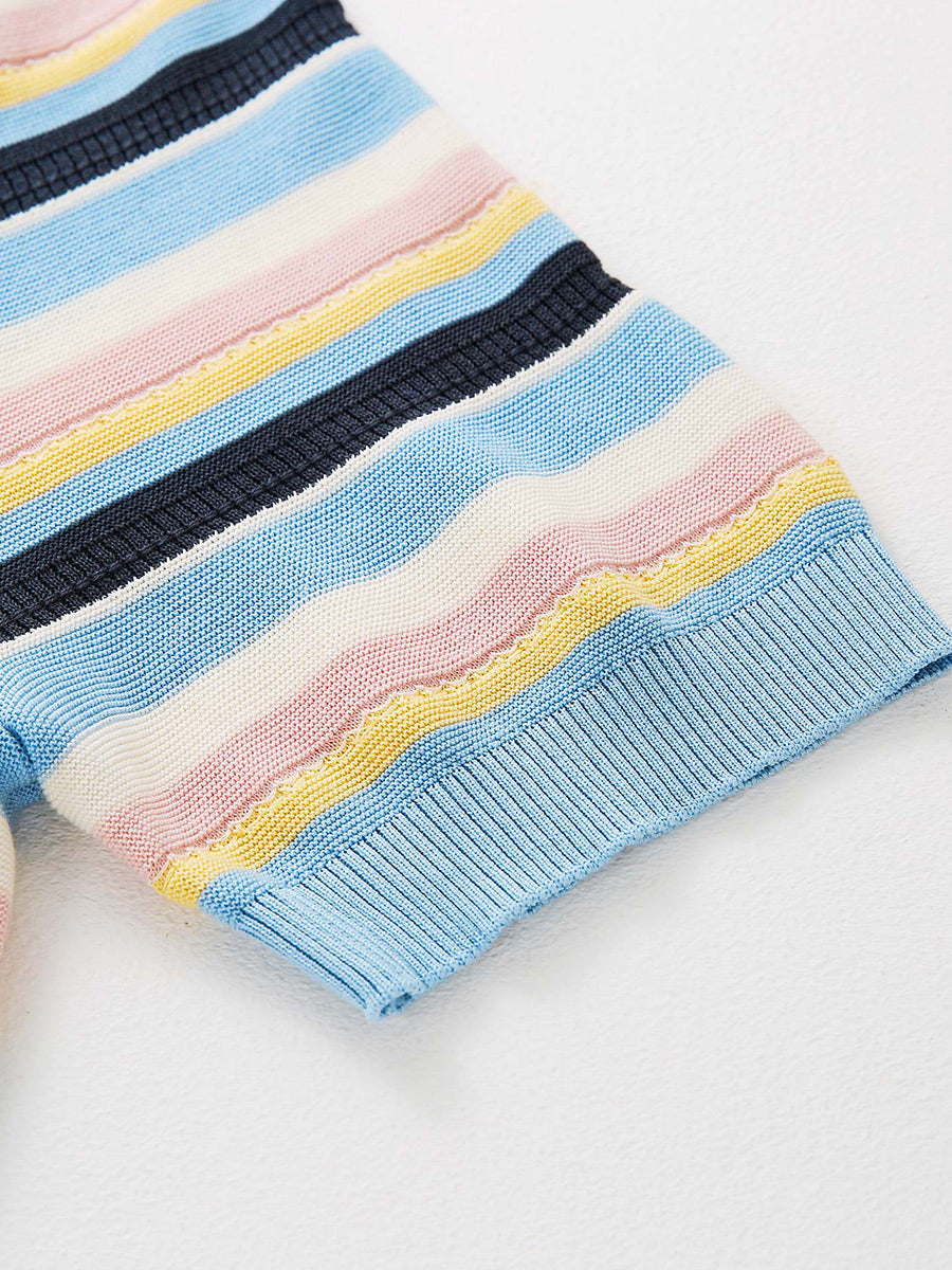 COMOBOCA Women's Multi-Color Stripe Knit T-Shirt