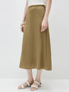 Women's solid color A-line skirt, mulberry silk blend woven