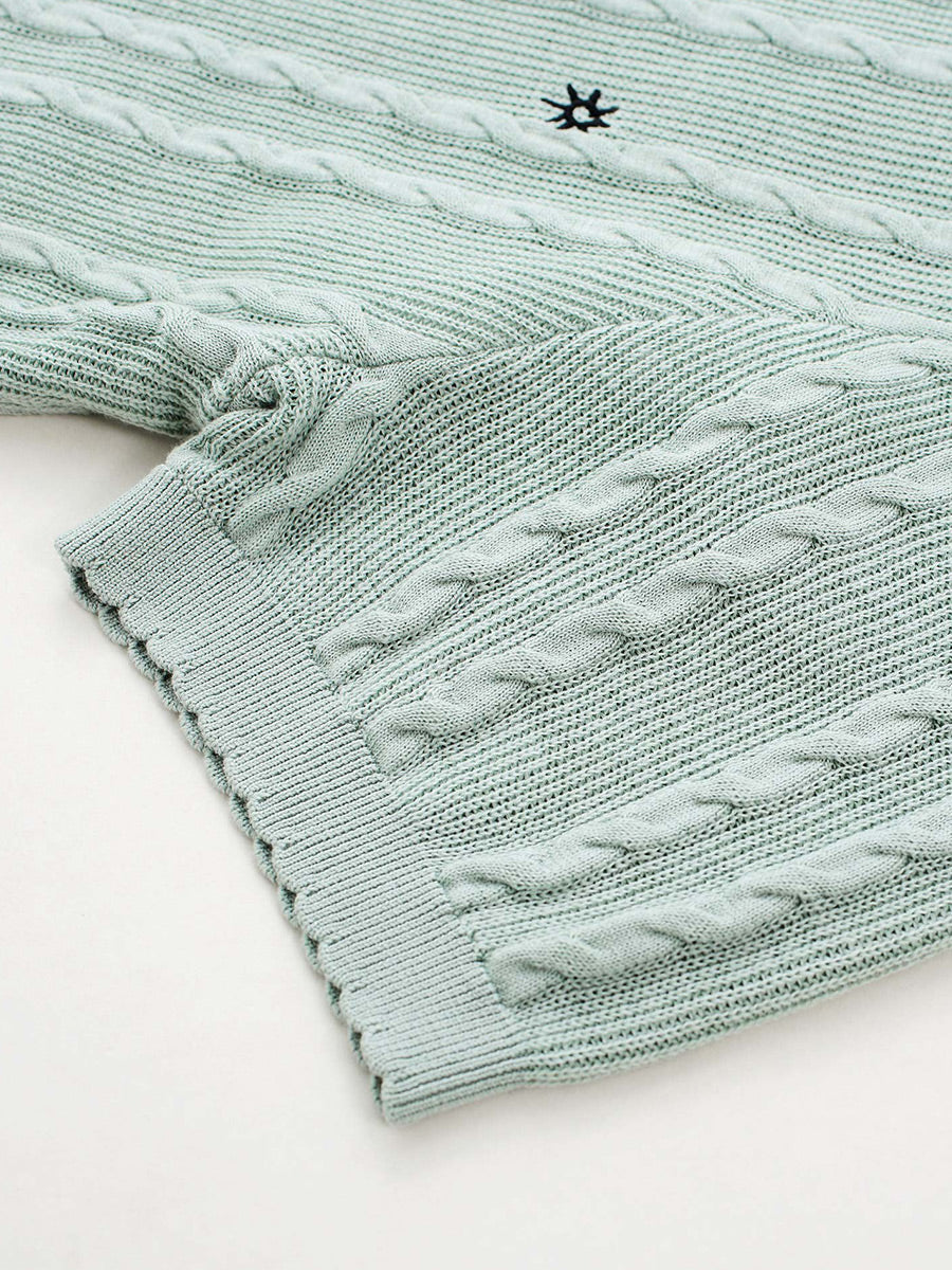 COMOBOCA Women's Cable Knit Embroidered Sweater