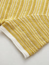 Women’s Round-Neck Linen Blend Dopamine Striped Knit Short Sleeve Top with Contrast Trim