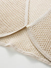 Women’s V-neck long-sleeve knit hollow-out linen-blend cardigan