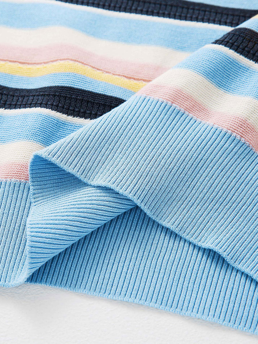 COMOBOCA Women's Multi-Color Stripe Knit T-Shirt