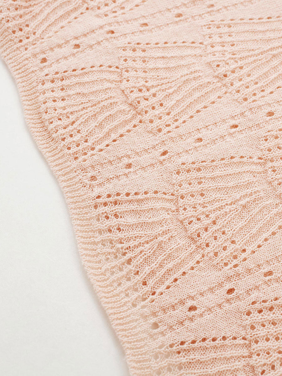 COMOBOCA Women's Sheer Openwork Knit T-Shirt