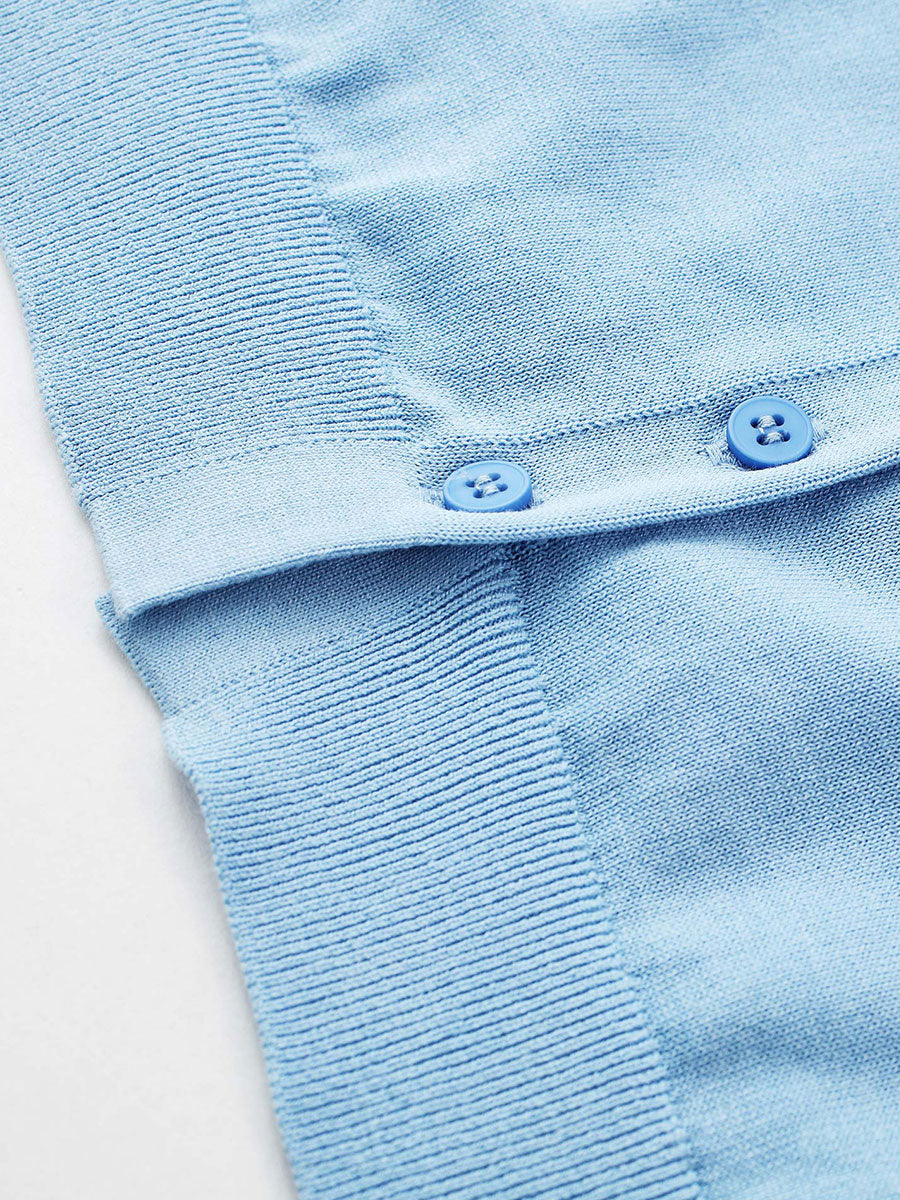 COMOBOCA Women's Contrast Trim Button Front Knit Cardigan