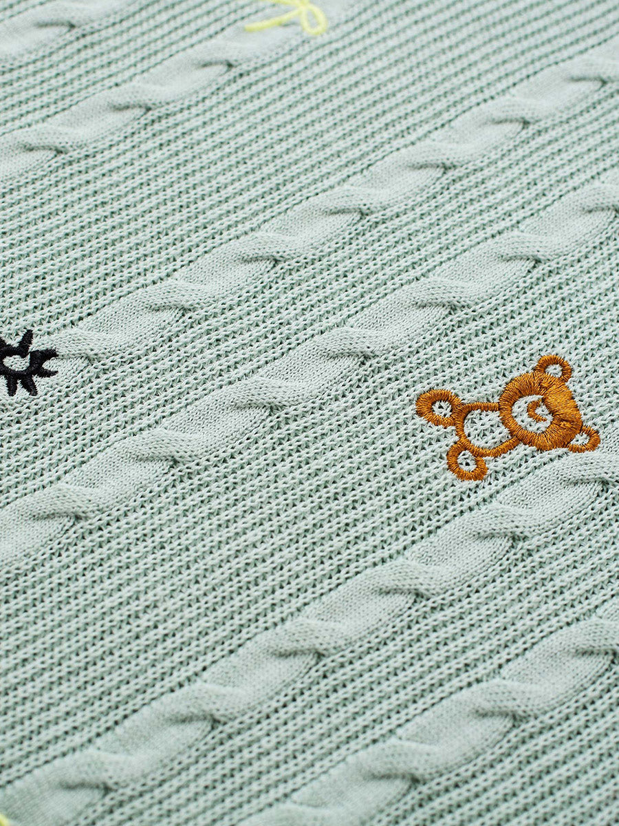 COMOBOCA Women's Cable Knit Embroidered Sweater