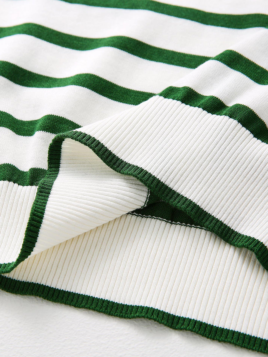 COMOBOCA Women's Stripe Round Neck Knit Sweater