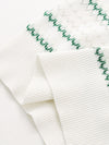 Women's Silk-Cotton Jacquard Stripe Knit Crew Neck Short Sleeve T-Shirt