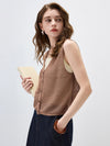 Women’s Linen Blend Knit V-Neck Sleeveless Vest
