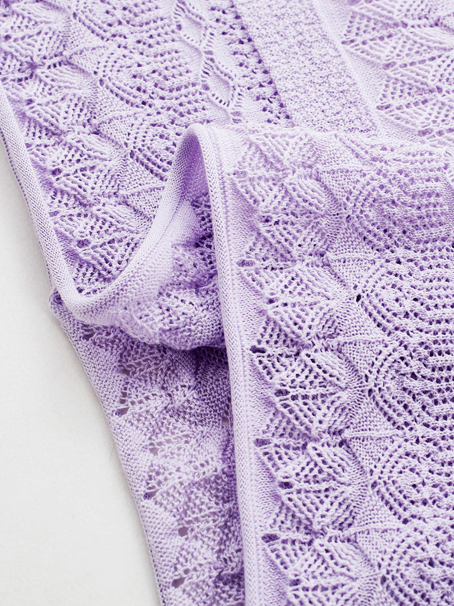 COMOBOCA Women's Openwork Striped Sleeveless Knit T-Shirt