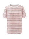 100% Mulberry Silk Women’s Vintage Print Round-Neck Short Sleeve T-Shirt