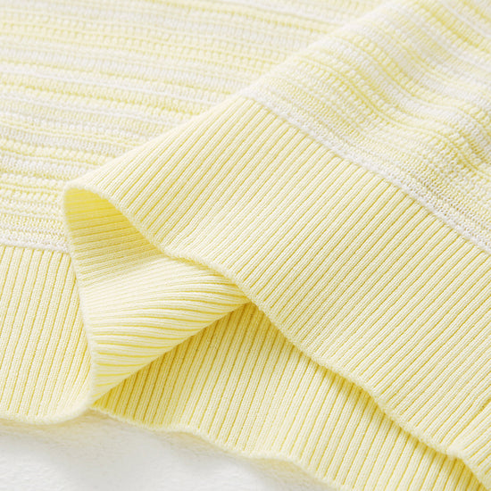 COMOBOCA Women's Ribbed Fine Stripe Knit T-Shirt