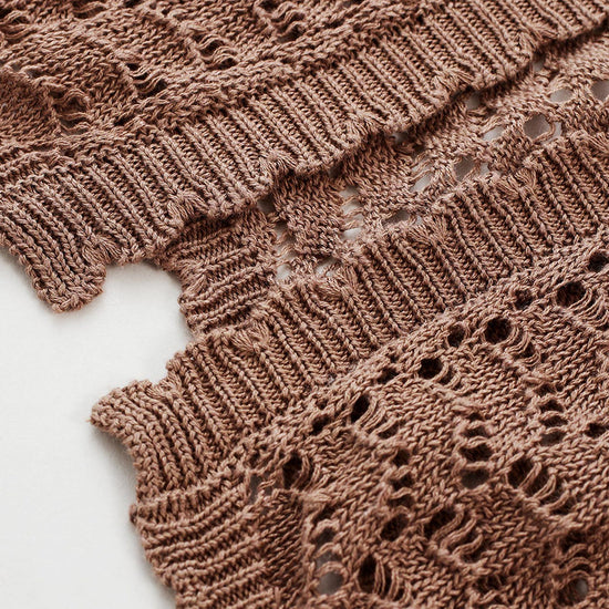 COMOBOCA Women's Linen Lace Knit Tie Front Cardigan