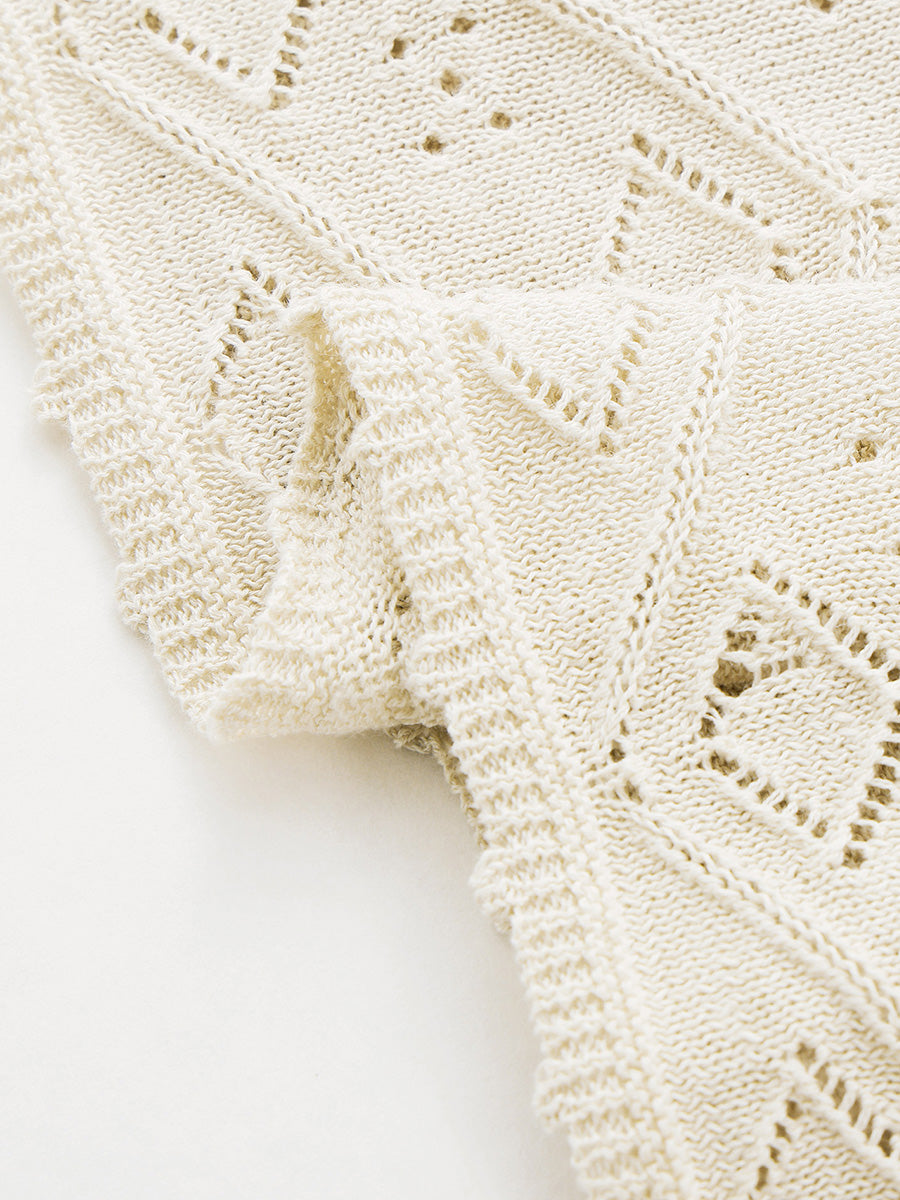 COMOBOCA Women's Diamond Pointelle Knit Sweater