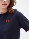 Women's crew neck short-sleeve knitted T-shirt with embroidery