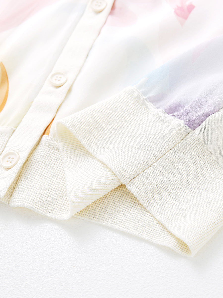 COMOBOCA Women's Floral Print Panel Knit Cardigan