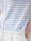 Women’s Linen Blend Striped Knit Pullover Short Sleeve T-Shirt