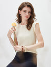 COMOBOCA Women's Ruffled Cap Sleeve Ribbed Knit Blouse