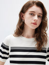 COMOBOCA Women's Contrast Stripe Knit T-Shirt