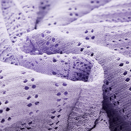 COMOBOCA Women's Scalloped Hem Openwork Knit Cardigan