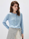 COMOBOCA Light Blue Women's Lyocell Polka Dot Knit Cardigan