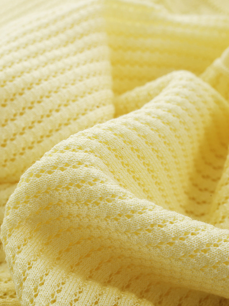 COMOBOCA Women's Pointelle Knit V-Neck Cardigan